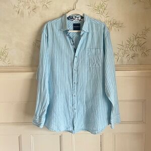 Tommy Bahama Linen Long Sleeve Button Up Stripe - Mens Large